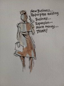 Custom Image by Alesh / Woman thinking about Business