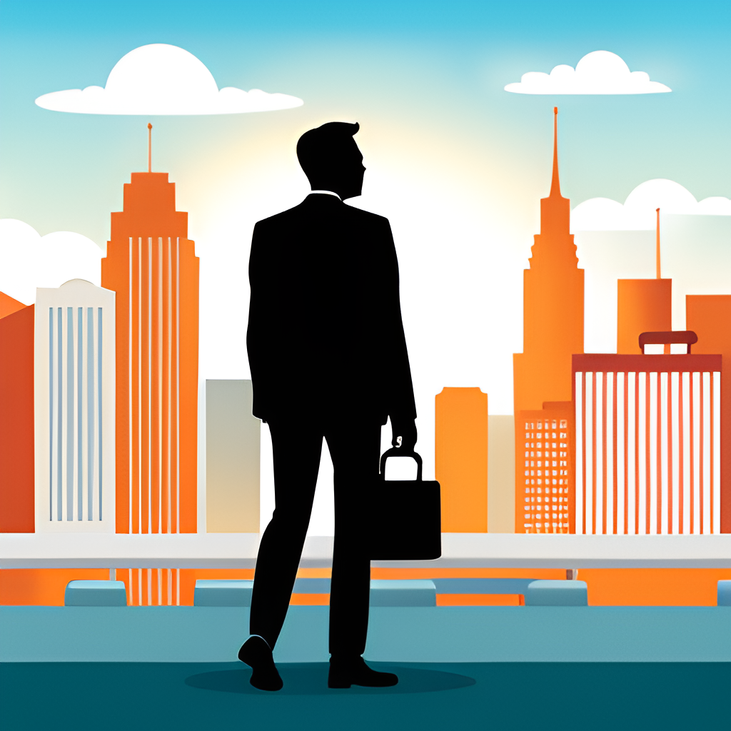 Business Man in the City Silhouette